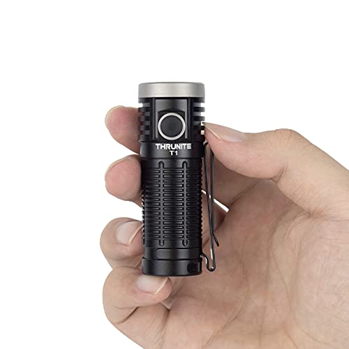 ThruNite T1 Magnetic Tailcap EDC Flashlights, USB Rechargeable Flashlight, Stepless Dimming 1500 lumens, XHP50 Cool White LED Flashlight with Pocket Clip for Outdoor and Indoor Everyday Use - Black CW