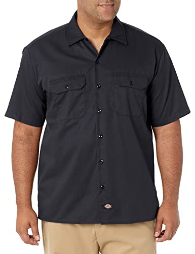 Dickies mens Short-sleeve Work Button Down Shirt, Black, XX-Large Tall US