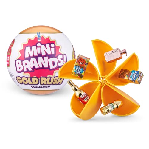 5 Surprise Mini Brands Gold Rush by ZURU Limited Edition Mystery Real Miniature Brands Collectible Toy Capsule, Small Toy for Kids, Girls, Teens, Adults