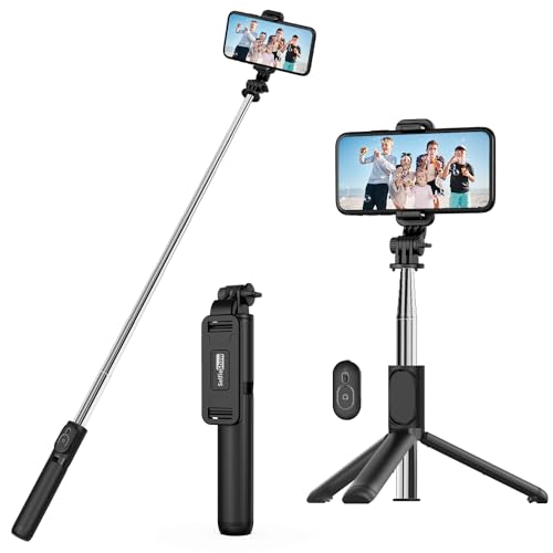 SelfieShow Selfie Stick, Extendable Selfie Stick Tripod with Wireless Remote and Tripod Stand, Portable, Lightweight, Compatible with iPhone 15 14 13 12 Pro Xs Max X 8Plus, Samsung Smartphone and More