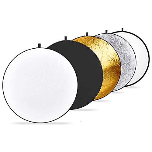 NEEWER 43 Inch/110 Centimeter Light Reflector Diffuser 5 in 1 Collapsible Multi Disc with Bag - Translucent, Silver, Gold, White, and Black for Studio Photography Lighting Outdoor