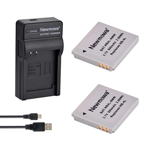 Newmowa NB-4L Replacement Battery (2-Pack) and Portable Micro USB Charger Kit for Canon PowerShot ELPH 100 HS,300 HS,310 HS,SD30,SD40,SD200,SD300,SD400,SD600,SD750,SD780 is,SD960 is,SD1000,SD1100 is