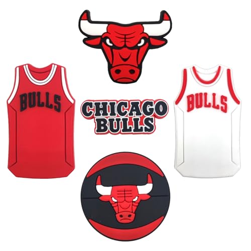 Basketball Shoe Charms, Sports Team Shoe Decorations Charms for Kids Boys Teens Man Collection Multi Packs(Bulls)