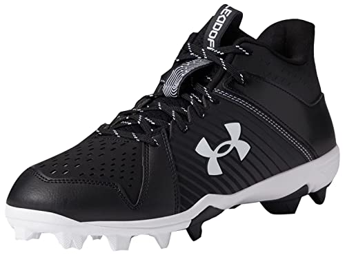 Under Armour Men's Leadoff Mid Rubber Molded Baseball Cleat, (001) Black/Black/White, 7