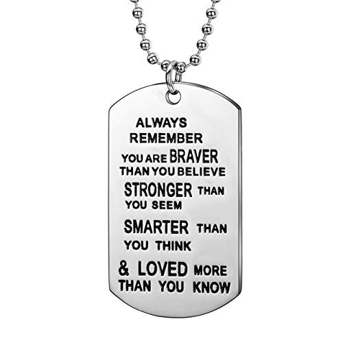 Always Remember You Are Braver Than You Believe Jewelry Pendant Necklace Inspirational Gifts