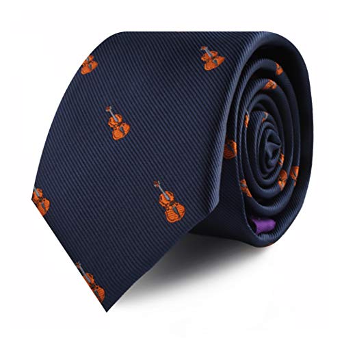 AUSCUFFLINKS Violin Musician Violinist Orchestra Ties for Him | Present for Men | Music Band Orchestra Skinny Neckties | Present for Work Colleague | Bday Prezzie for Guys (Violin)