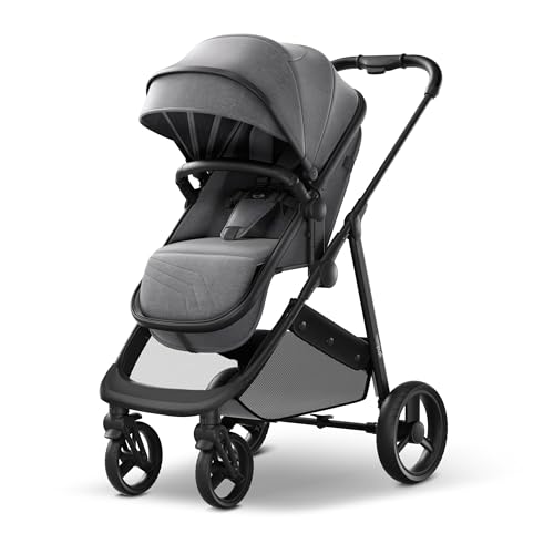 Mompush Wiz 2-in-1 Convertible Baby Stroller with Bassinet Mode - Foldable Infant Stroller to Explore More as a Family - Toddler Stroller with Reversible Stroller Seat