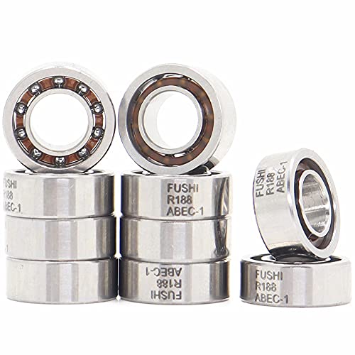 R188 Open Deep Groove Ball Bearing, 1/4'mmx1/2'mmx3/16'mm Fidget Spinner Bearing with Nylon Caged (10 PCS)