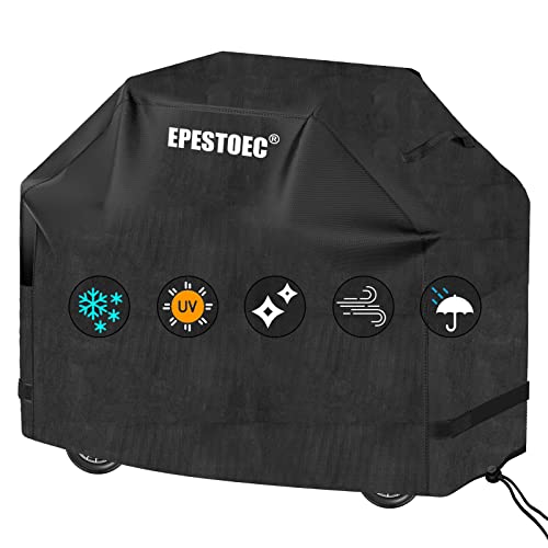 EPESTOEC Grill Cover, 58 Inch Black Grill Cover for Outdoor Grill,BBQ Cover, Waterproof & UV Resistant, Gas Grill Cover, Convenient Durable Ripstop, for Weber, Char Broil, Nexgrill and More Grills