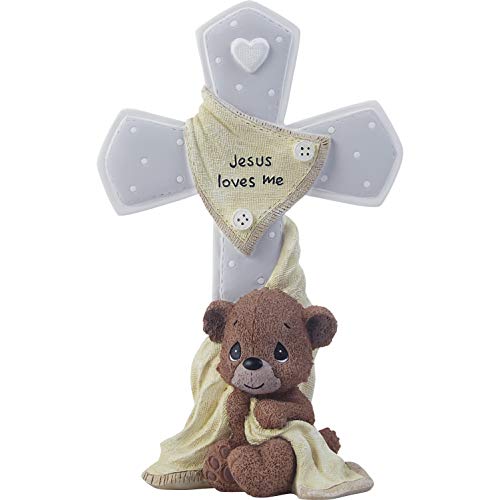 Precious Moments 203104 Jesus Loves Me Bear Resin Cross, Multicolor 1.58' x 4.25'