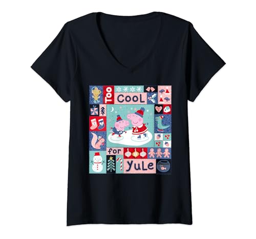 Peppa Pig Christmas Quilt V-Neck T-Shirt