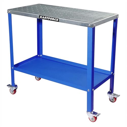 KASTFORCE KF3002 Rust-Free 36”×18” Welding Table 1200 lbs Loading Capacity, Wedling Cart Universal Work Table with 5/8' Holes, Top Thickness up to 10Ga, Withstands Heat up to 1600 Fahrenheit