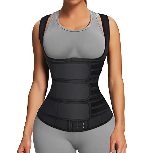 FeelinGirl Latex Waist Trainer for Women Plus Size Workout Waist Vest Cincher for Gym Faja Colombiana for Gym 3XL