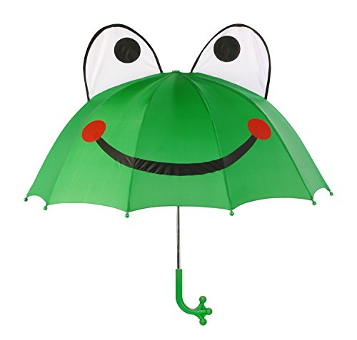 Kidorable Kids Frog Umbrella, Green, One Size for Toddlers and Big Kids, Lightweight Child-Sized Nylon Rain Proof Umbrella