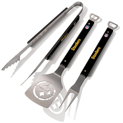 YouTheFan NFL Pittsburgh Steelers Spirit Series 3-Piece BBQ Set , Stainless Steel, 22' x 9'