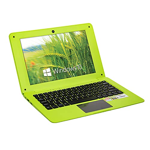 Goldengulf Windows 10 Computer Laptop Mini 10 Inch 32GB Ultra Thin and Light Netbook Intel Quad Core CPU PC HDMI WiFi USB Netflix YouTube (Green)