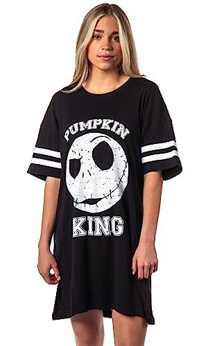 INTIMO The Nightmare Before Christmas Women's Pumpkin King Jack Skellington Nightgown Sleep Shirt Pajama (X-Large) Black