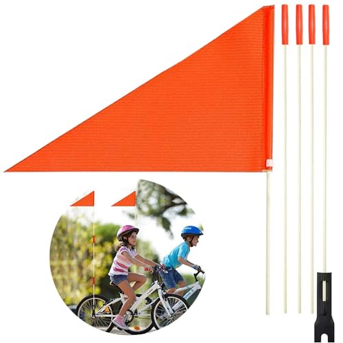 Uelfbaby Bike Safety Flag with Pole 6-Foot Adjustable Height Heavy Duty Fiberglass Pole Polyester Full Color Tear-Resistant Waterproof Orange Safety Flag