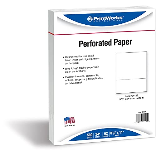 Printworks Professional Office Paper, Perforated 3-2/3-Inch From Bottom, 8-1/2 x 11 Inches, 24-Lb, 500 per Ream (04126)