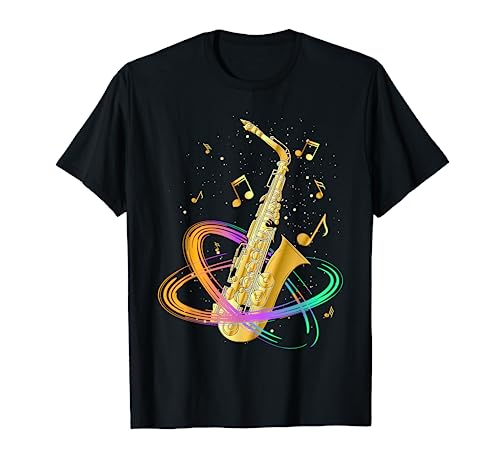 Saxophone Player Musical Notes Jazz Musician Saxophonist Sax T-Shirt