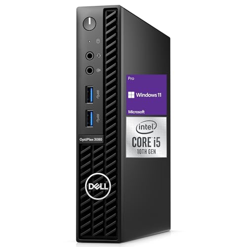 Dell OptiPlex 3000 3080 Business MFF Micro Form Factor Desktop, Intel Core i5-10500T, 16GB RAM, 256GB SSD, Display Port, HDMI, Wired Keyboard & Mouse, Wi-Fi, Windows 11 Pro, Black