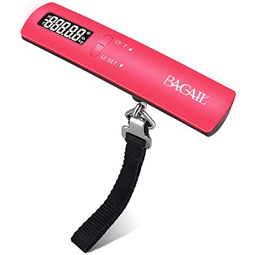 BAGAIL BASICS Digital Luggage Scale, 110lbs Hanging Baggage Scale with Backlit LCD Display, Portable Suitcase Weighing Scale, Travel Luggage Weight Scale with Hook, Strong Straps for Travelers Fushica
