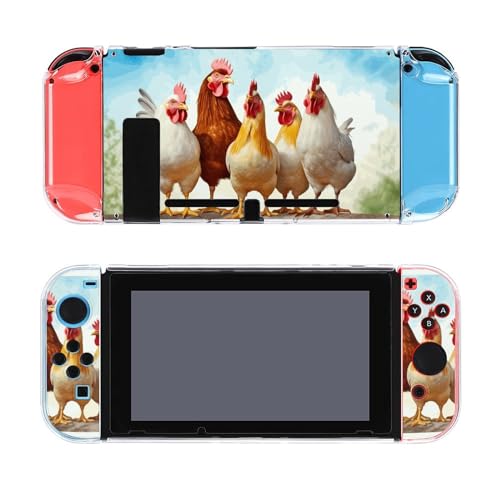 AoHanan Chicken Roosters Watercolor Farm Animal Switch Screen Protector Case Cover Full Accessories Switch Game Case Protection Skin for Switch Console and Joy-Cons