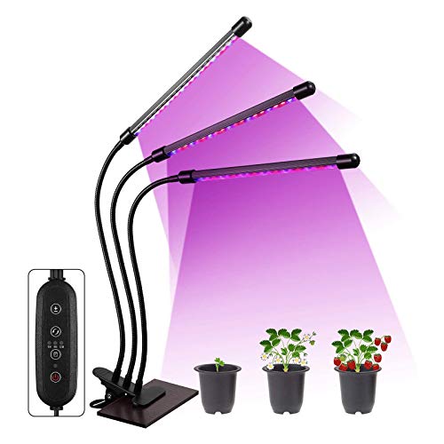 Aidyu Grow Light, 60 LED 8 Dimmable Levels Tri Head Plant Grow Lights for Indoor Plants with Full Spectrum Plant Bulbs, Adjustable Gooseneck, 3 9 12H Timer, 3 Lighting Modes for Indoor Plants