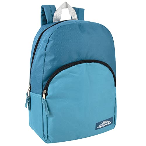 Color Block Backpacks for School Boys and Girls, 15 Inch Two Tone Backpack for Classroom, Work, Travel for Kids and Adults