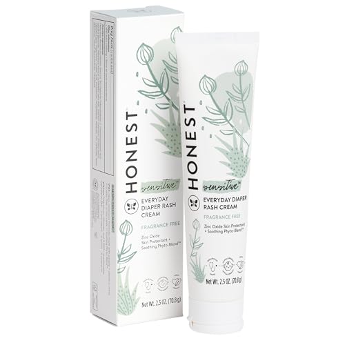 The Honest Company Hypoallergenic Diaper Rash Cream | Moisturizing + Calming Zinc Oxide Ointment | NEA Recognized, Cruelty Free | 2.5 oz
