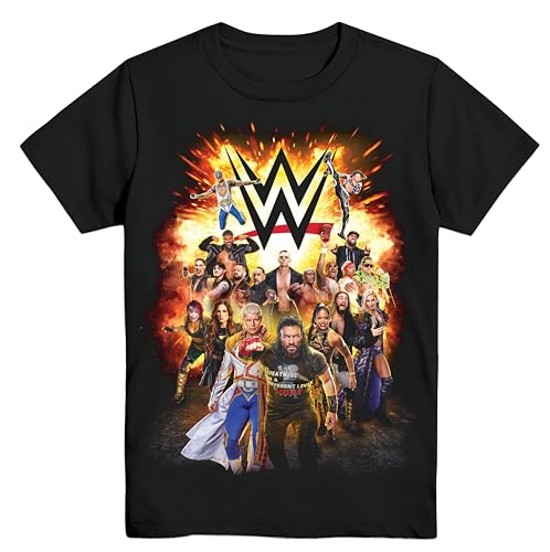 WWE Cody Rhodes Roman Reigns Becky Lynch Rhea Ripley Group Boys Youth T-Shirt(LG, Black)