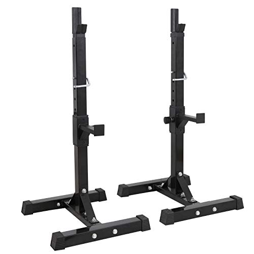 F2C Max Load 550Lbs Pair of Adjustable 40'-66' Squat Rack Sturdy Steel Squat Barbell Free Bench Press Stands GYM/Home Gym Portable Dumbbell Racks Stands (one pair/two pcs)