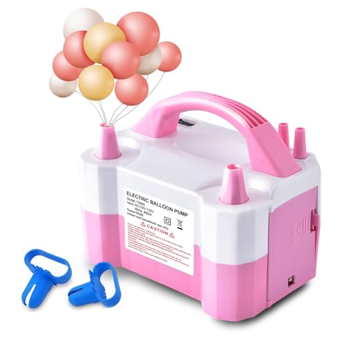 YIKEDA Electric Air Balloon Pump, Portable Dual Nozzle Electric Balloon Inflator/Blower for Party Decoration,Used to Quickly Fill Balloons - 110V 600W [Pink]