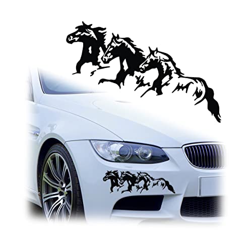 Moioee Car Decor Running Horse Sticker Decal, 2PCS Window Sticker for Car Vehicle, Self-Adhesive Sticker Waterproof Decal Decoration, Non-Fade Reflective Stickers Tags for Car Truck Motorcycle (Black)