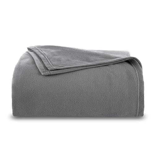 Vellux Fleece Blanket Twin Size - Fleece Bed Blanket - All Season Warmth Lightweight Super Soft Throw Blanket - Plush Blanket for Bed or Couch (66 x 90 Inches, Grey)