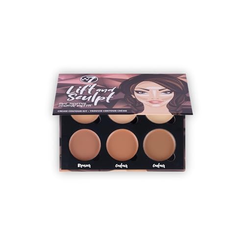 W7 Lift & Sculpt Cream Contour Kit - Concealing, Highlighting & Contouring Makeup Palette - Step-by-Step Instructions Included