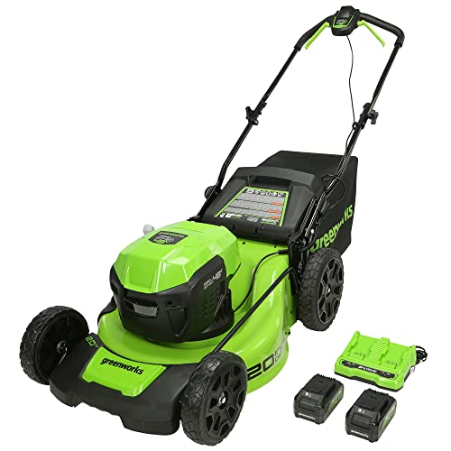 Greenworks 48V (2 x 24V) 20' Brushless Cordless (Push) Lawn Mower (LED Headlight), (2) 4.0Ah Batteries and Dual Port Rapid Charger Included (125+ Compatible Tools)