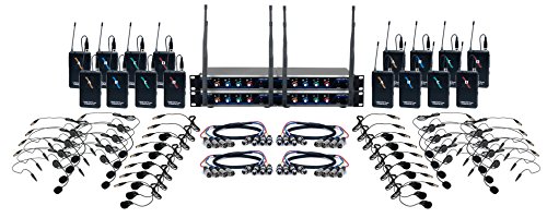 VocoPro 16 Channel UHF Wireless Headset & Lapel Mic System with Mic-On-Chip Technology, Black, 14.00 x 18.00 x 24.00