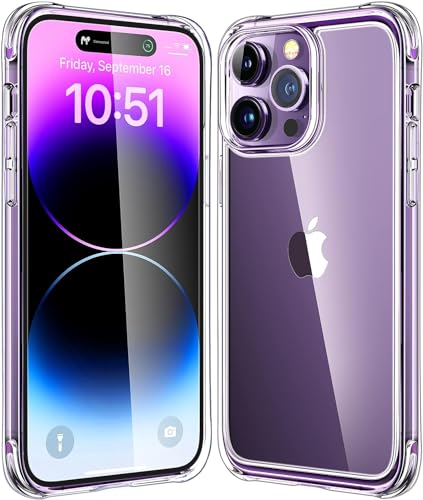 Mkeke for iPhone 14 Pro Case Clear, [Military Grade Protection] [Not Yellowing] Shockproof Phone Case for Apple iPhone 14 Pro 2022
