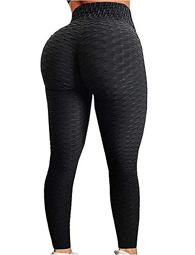 SEASUM Women's High Waist Yoga Pants Tummy Control Slimming Booty Leggings Workout Running Butt Lift Tights S A-Black