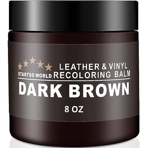 STARTSO WORLD Leather Recoloring Balm, Dark Brown Leather Repair Kit for Furniture, Leather Dye, Leather Color Restorer for Couches, Leather Couch Paint | Repair, Restore Faded & Scratched Leather