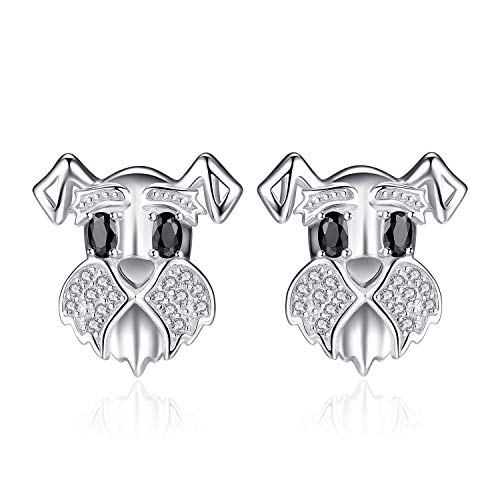 JewelryPalace Schnauzer Terrier Dog Puppy Pet Stud Earrings for Women, Genuine Black Spinel Womens Earrings, 14k Gold Plated 925 Sterling Silver Earrings for Women, Hypoallergenic Earrings Earings Set