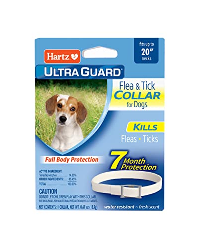 Hartz UltraGuard Flea & Tick Collar for Dogs and Puppies, 7 Month Flea and Tick Protection and Prevention Per Collar, White, Up to 20 Inch Neck