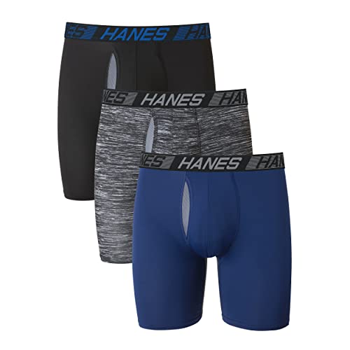 Hanes Men's X-Temp Total Support Pouch Boxer Brief, Anti-Chafing, Moisture-Wicking Underwear, Multi-Pack, Long Leg-Assorted, Medium