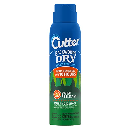 Cutter Backwoods Dry Insect Repellent, Mosquito Repellent, 25% DEET, Sweat Resistent, 4 Ounce (Aerosol Spray)