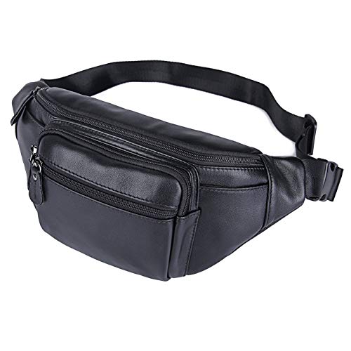 Polare Napa Cowhide Leather Fanny Pack Waist Bag For Outdoor Travel Camping Cycling Running