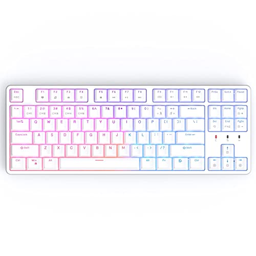 CIY X77 Hot-Swappable Mechanical Keyboard/RGB Gaming Keyboard/USB C/Anti Ghosting/N-Key Rollover/Compact Layout 87 Key/Magnetic Upper Cover/for Mac Windows (White and Red Switch)
