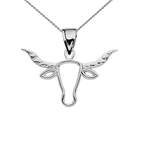 Astrology Jewelry Sterling Silver Open Work Texas Longhorn Bull Pendant Necklace 18'