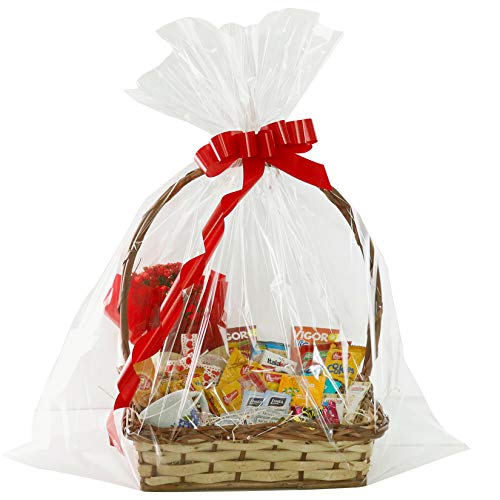 Morepack Easter Extra Large Cellophane Bags,35x47 Inch Big Clear Basket Bags 10PCS Jumbo Cellophane/Cello Wrap for Gift Baskets
