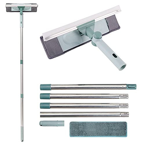 Bloss Squeegee Window Cleaner 2 in 1 Squeegee for Shower Glass Door 65’’ Window Washing Kit with Extension Pole, Professional Glass Cleaning Tool for Inside/Outside Window Cleaning